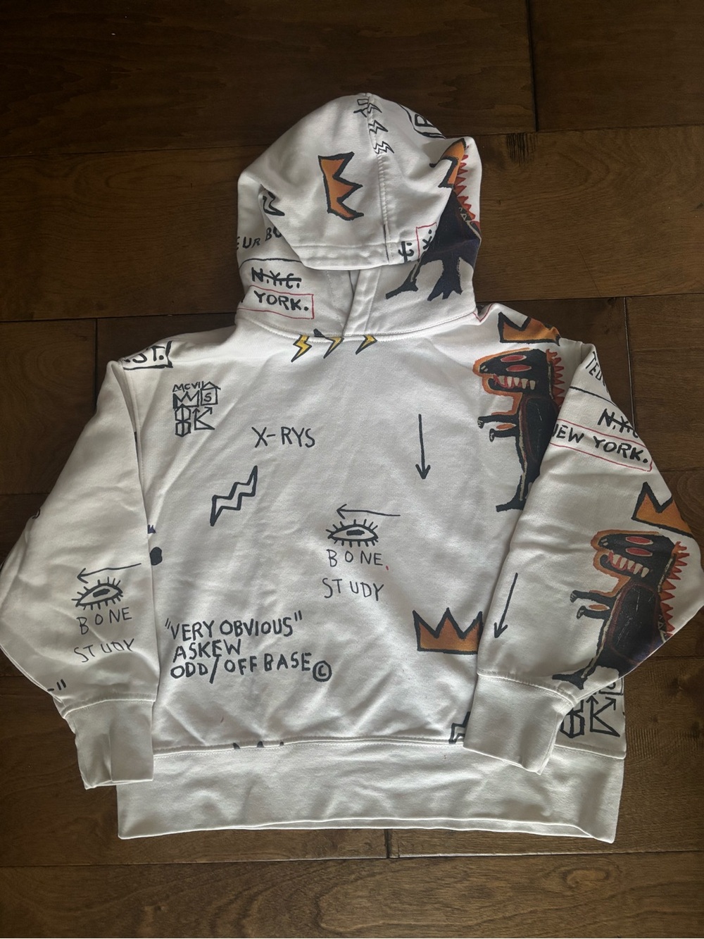 Zara Basquiat Hoodie with Black & Orange Prints